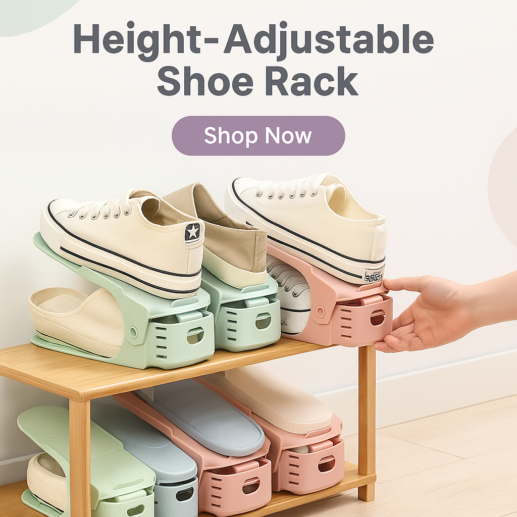 Height-Adjustable Shoe Rack – Space-Saving & Multi-Level Organizer