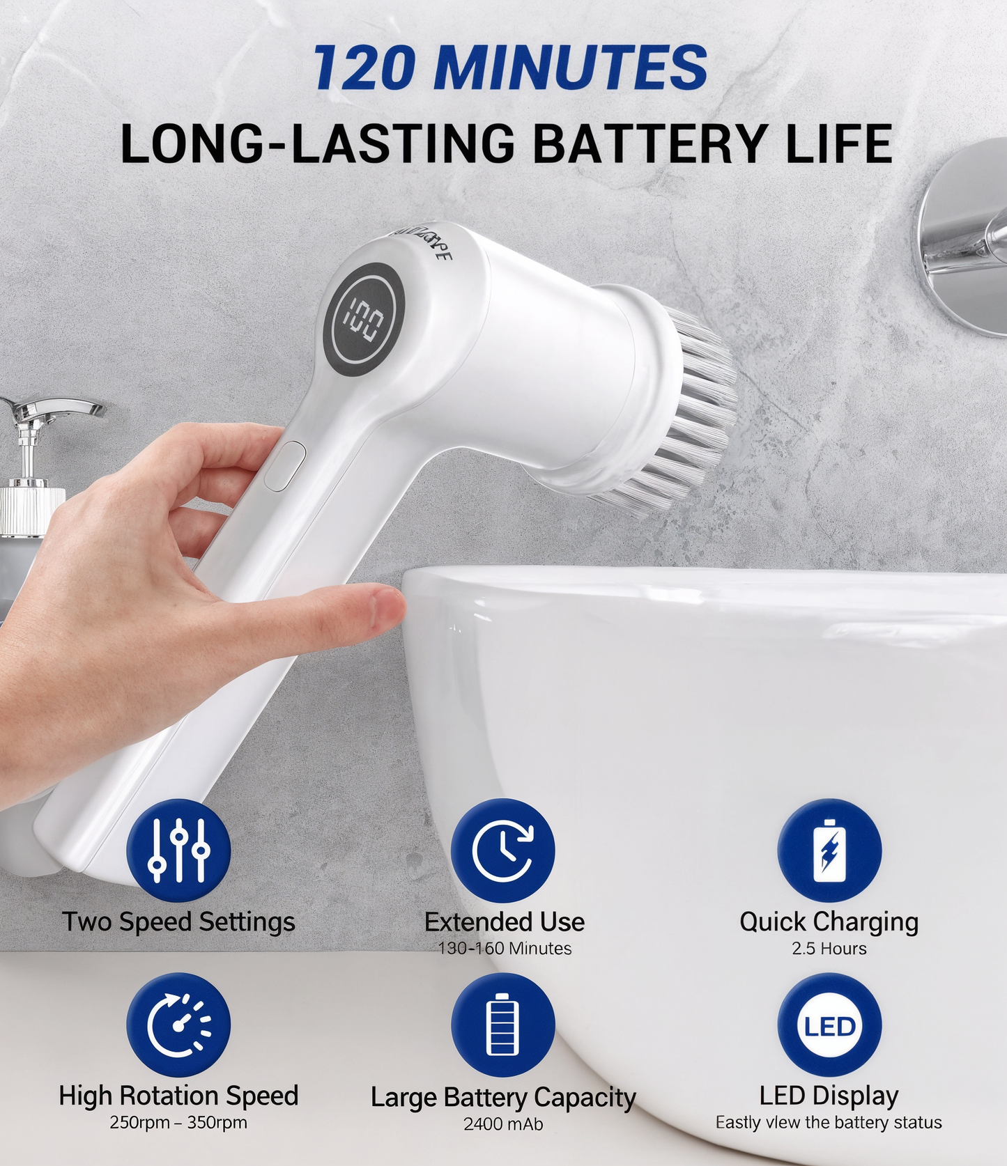 Electric Cleaning Scrubber – Rechargeable Handheld Powerful Scrub Brush